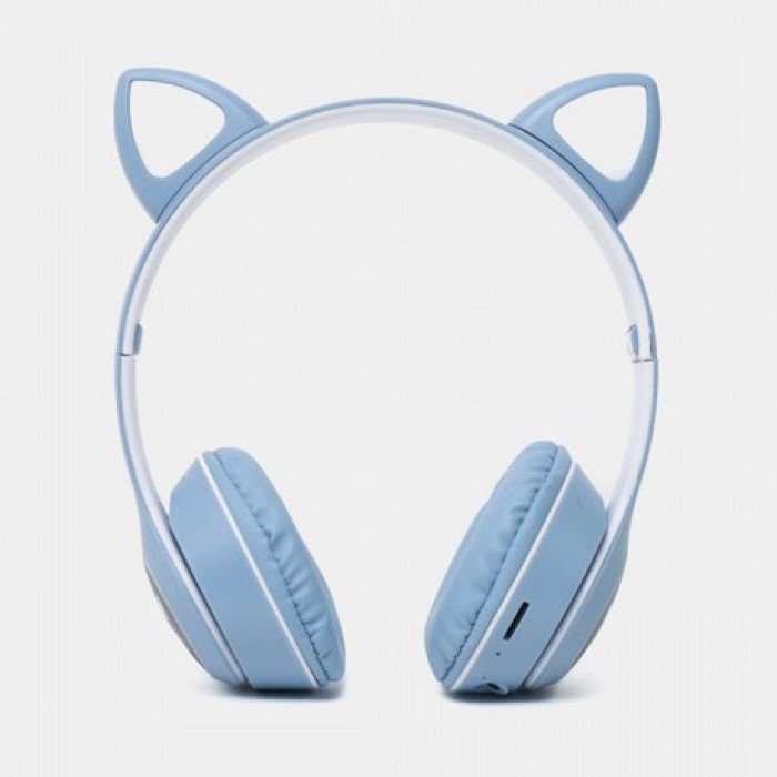 Бездротові навушники з котячими вушками та RGB підсвічуванням Cat VZV 23M. Колір: блакитний