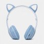 Бездротові навушники з котячими вушками та RGB підсвічуванням Cat VZV 23M. Колір: блакитний