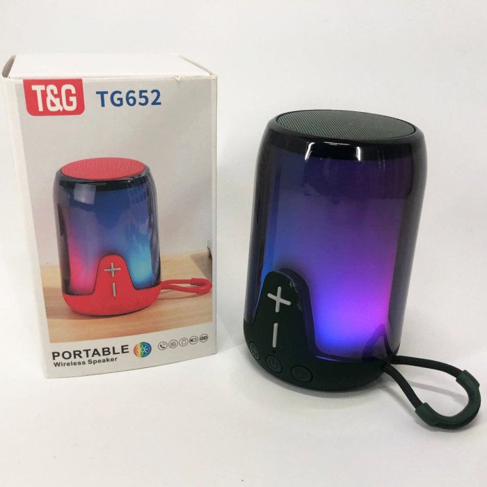 Портативна колонка TG652 5W з RGB підсвічуванням та ремінцем, колонка з акумулятором блютуз. Колір: зелений