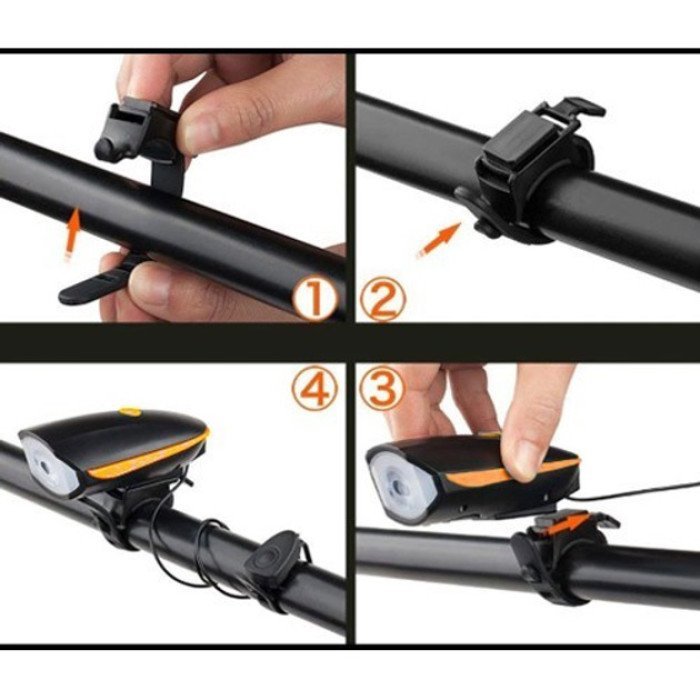 Велоліхтар + дзвінок 7588/758/056, виносна кнопка, Waterproof, вбудований акумулятор 14500