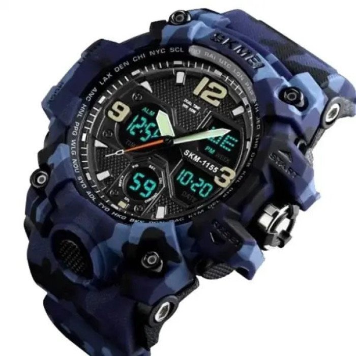 Годинник наручний чоловічий SKMEI 1155BCMBU, армійський годинник протиударний, чоловічий тактичний годинник