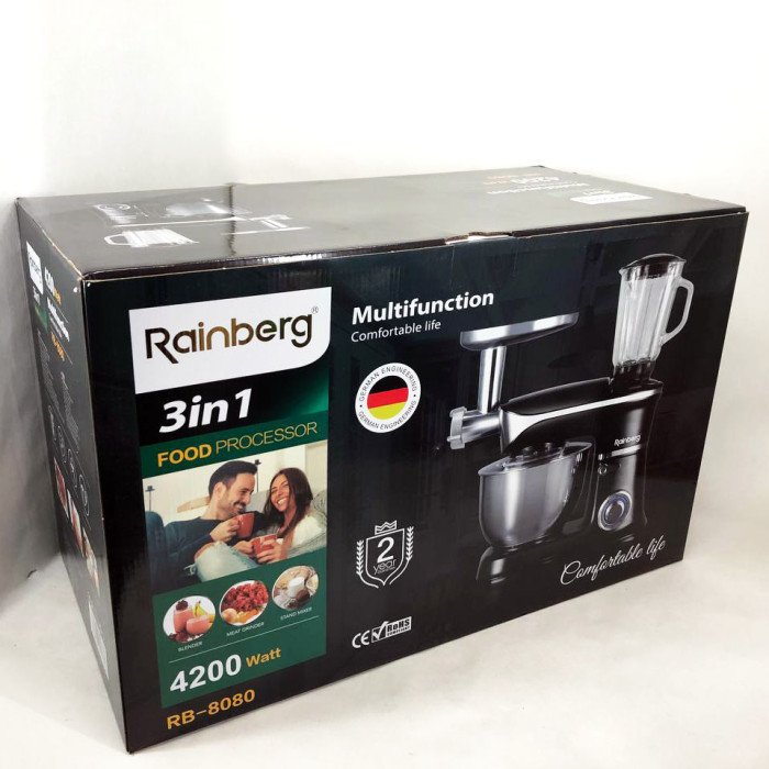 Багатофункціональний кухонний комбайн Rainberg RB-8080 Тістоміс, М'ясорубка, Блендер, Потужний блендер