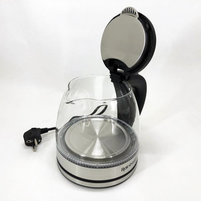 Електрочайник скляний Rainberg RB-2251 - 1л, стильний електричний чайник, безшумний чайник
