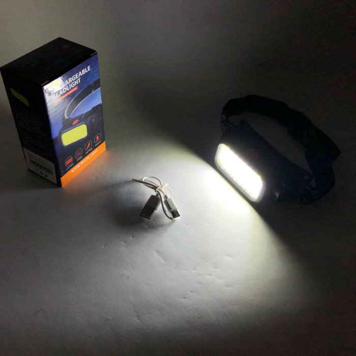 Ліхтар налобний BL-008+COB (white+red), червоне світло, водозахист, вбудований акумулятор