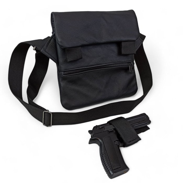 Набір 2В1. Шкіряна сумка з кобурою + ліхтарик професійний POLICE BL-X71-P50