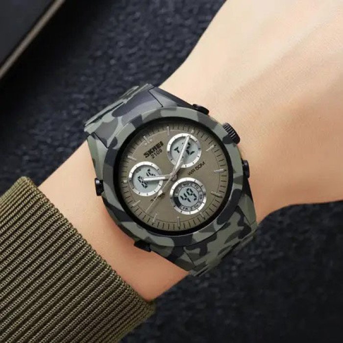 Годинник наручний чоловічий SKMEI 2109CMGN, оригінальний чоловічий годинник, військовий чоловічий наручний годинник зелений