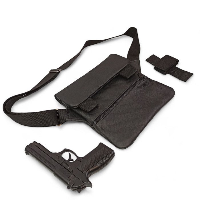 Набір 2В1. Шкіряна сумка з кобурою + ліхтарик професійний POLICE BL-X71-P50