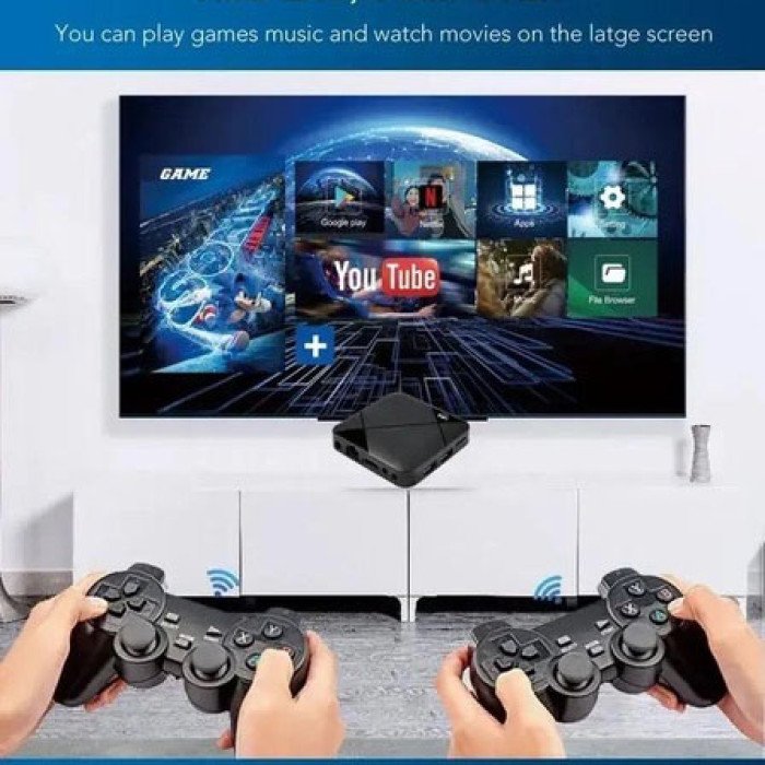 Ігрова консоль приставка для телевізора 4K система Android TV 10 4G Wi-Fi HD з двома джойстиками
