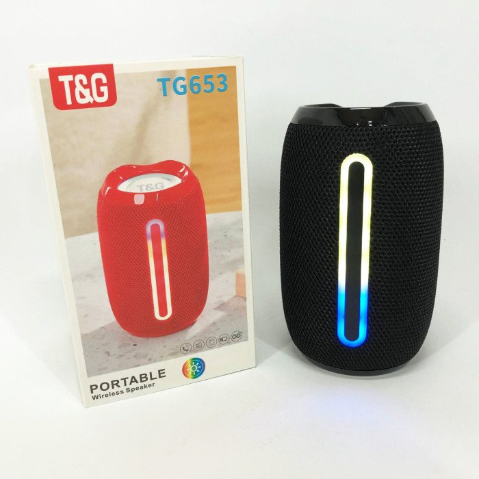 Портативна Bluetooth-колонка TG653 USB з ремінцем, акумуляторна колонка для музики. Колір: чорний