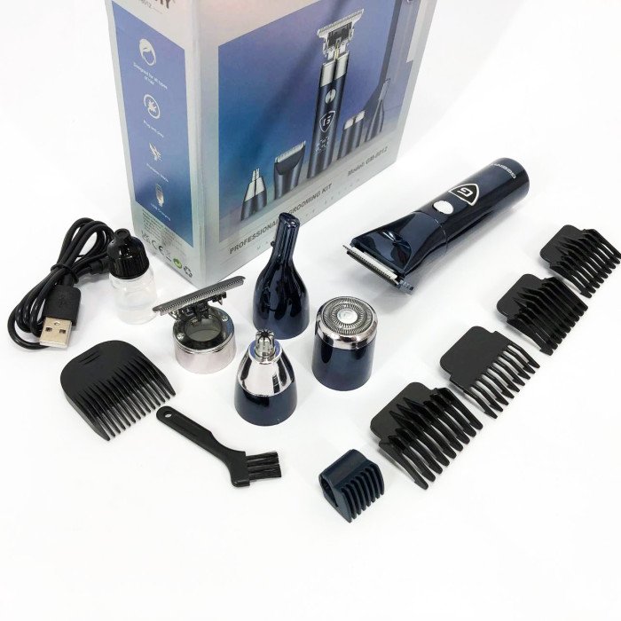 Чоловічий набір Geemy GM-8012 4 в 1, електробритва з насадками для бороди, триммер для бороди