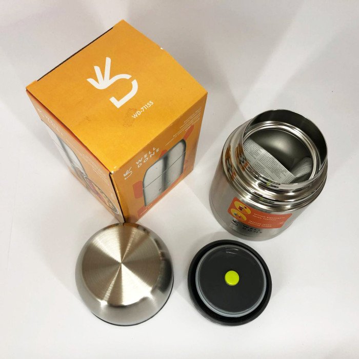 Вакуумний харчовий термос Well Done WD-7115S 0.5 л, Якісний термос для їжі з відсіками