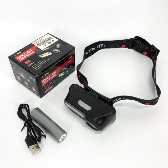 Ліхтар налобний BL-1804A COB XPE з датчиком руху, Ліхтар акумуляторний для риболовлі