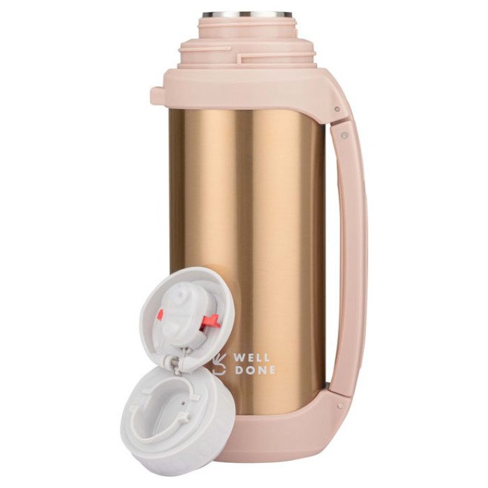 Термос вакуумний 1 л Well Done WD-7031D, Термос для спортсменів, Термос для води. Колір: коричневий