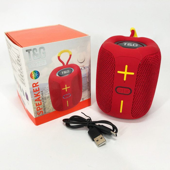 Портативна Bluetooth колонка TG658 8W з RGB підсвічуванням, колонка для вечірки. Колір: червоний