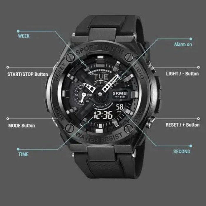 Годинник наручний чоловічий SKMEI 2101BK, армійський годинник протиударний, оригінальний чоловічий годинник спортивний