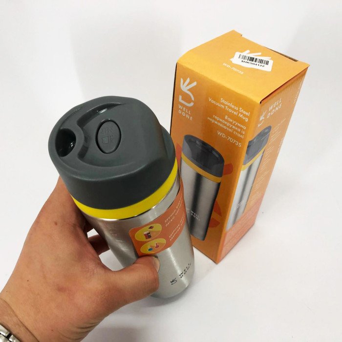 Термокухоль Well Done WD-7073S вакуумний 380 мл, Якісний термос для дому, Термос для напоїв