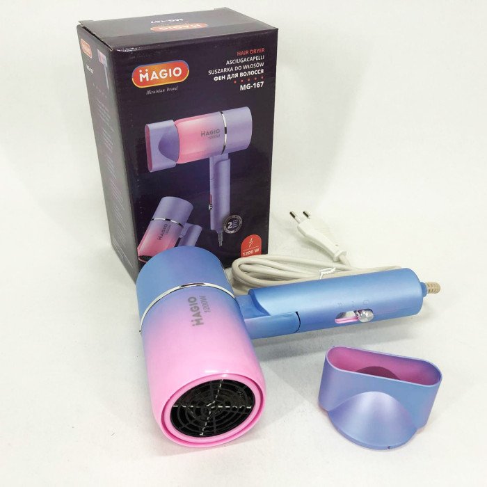 Фен MAGIO MG-167, Електричний фен для сушіння волосся, Легкий професійний фен, Жіночий фен для волосся