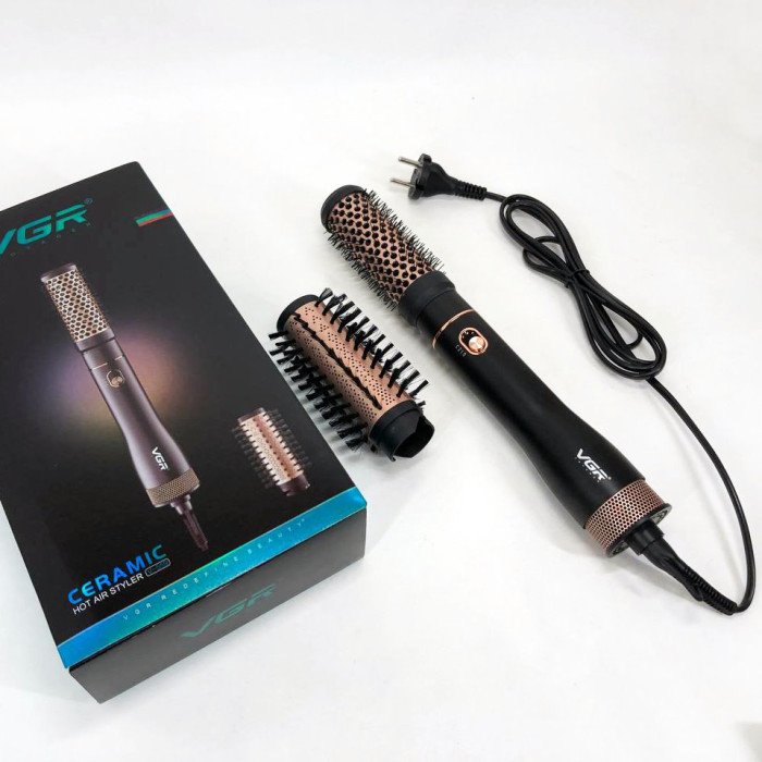 Фен гребінець VGR V-559 для завивки та сушіння волосся керамічне покриття 2 швидкості 2 насадки