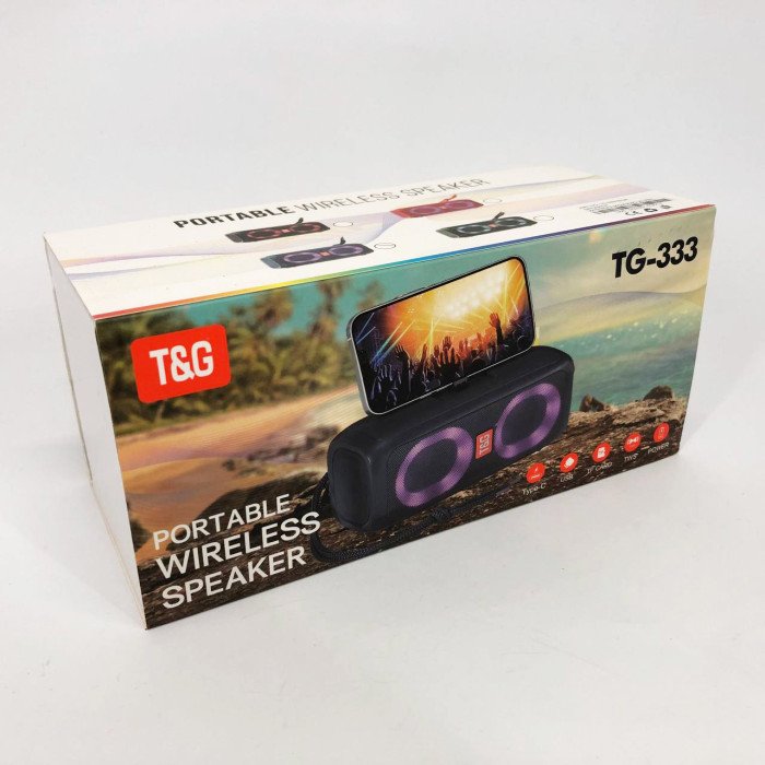 Портативна колонка TG333 2x5W з RGB підсвічуванням, гучна блютуз колонка. Колір: синій