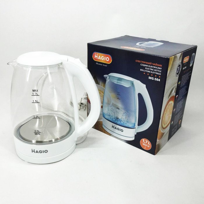 Електрочайник Magio MG-504 1850 Вт, стильний електричний чайник, тихий електричний чайник з підсвічуванням