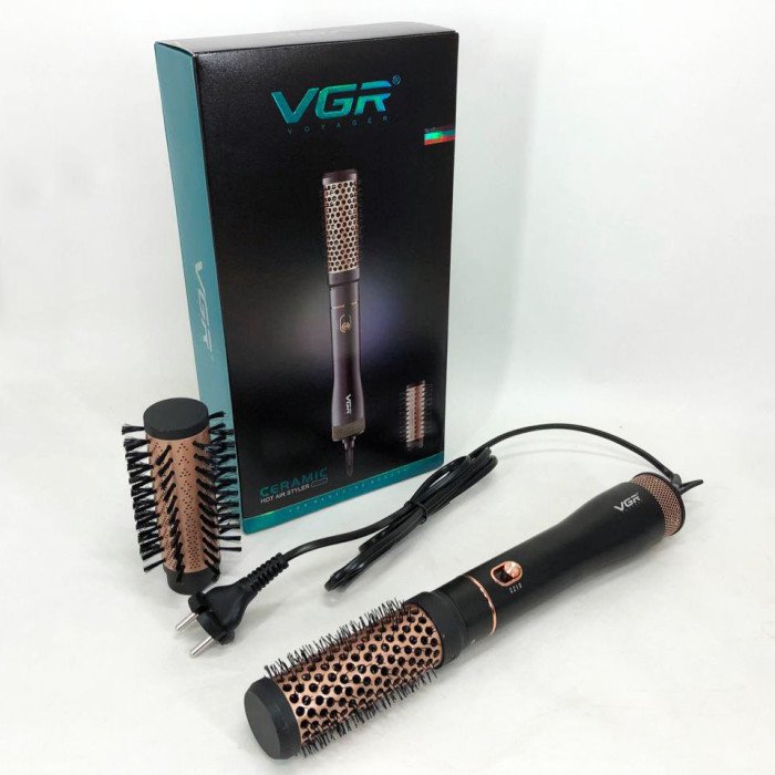 Фен гребінець VGR V-559 для завивки та сушіння волосся керамічне покриття 2 швидкості 2 насадки