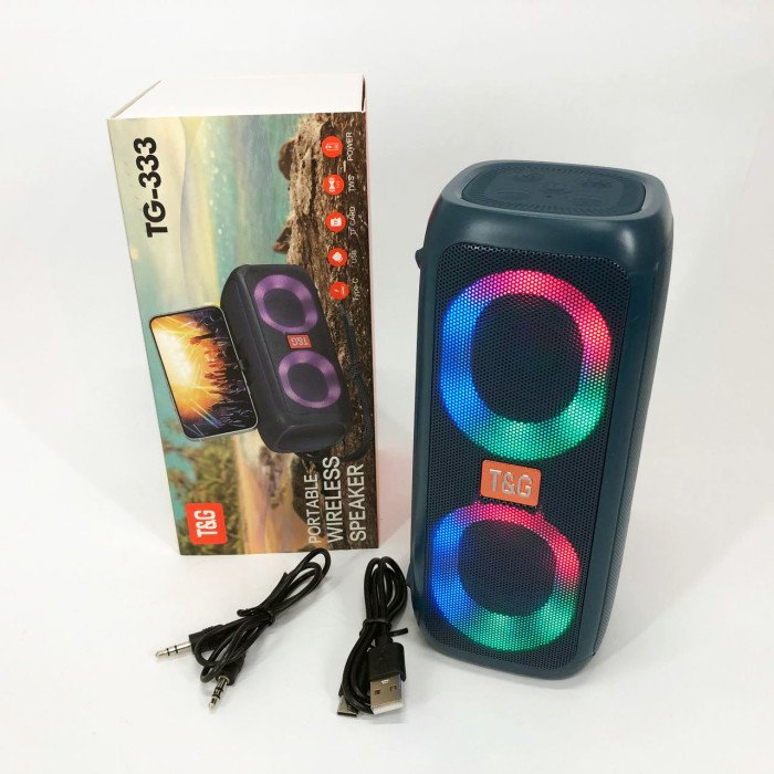 Портативна колонка TG333 2x5W з RGB підсвічуванням, гучна блютуз колонка. Колір: синій