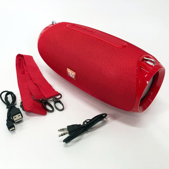Портативна Bluetooth колонка TG534 SD IPX5 з ремінцем, бездротова колонка потужна. Колір: червоний