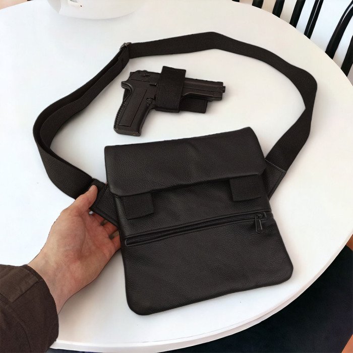 Набір 2В1. Шкіряна сумка з кобурою + ліхтарик професійний POLICE BL-X71-P50