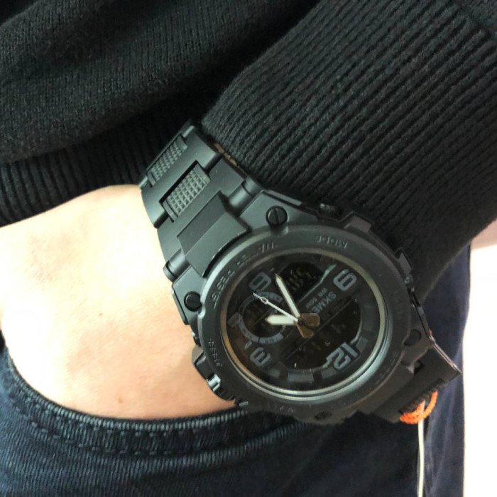 Годинник наручний чоловічий SKMEI 1452BK BLACK, водонепроникний чоловічий годинник. Колір: чорний