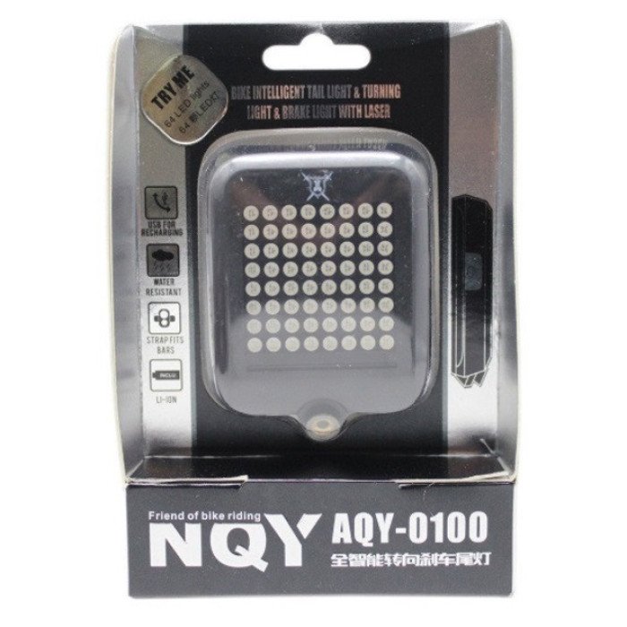 Задній велоліхтар з поворотником та лазерною розміткою AQY-0100, Велосипедний ліхтар із захистом від вологи.
