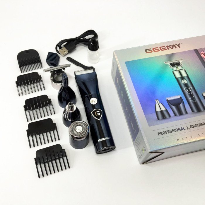 Чоловічий набір Geemy GM-8012 4 в 1, електробритва з насадками для бороди, триммер для бороди