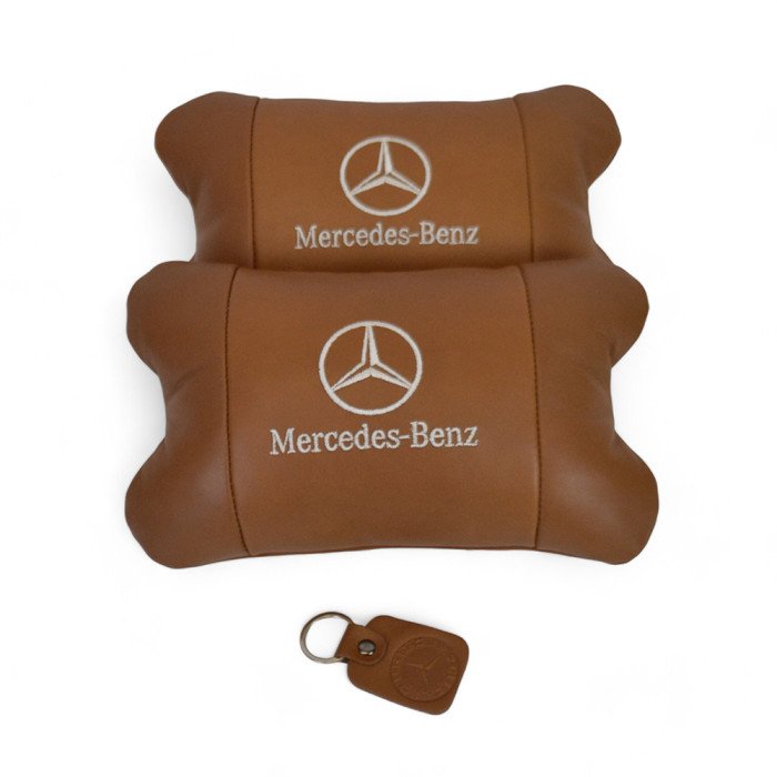 Комплект 2шт для підголівника Mercedes-Benz, виготовлених з натуральної коричневої шкіри. Комфорт в авто