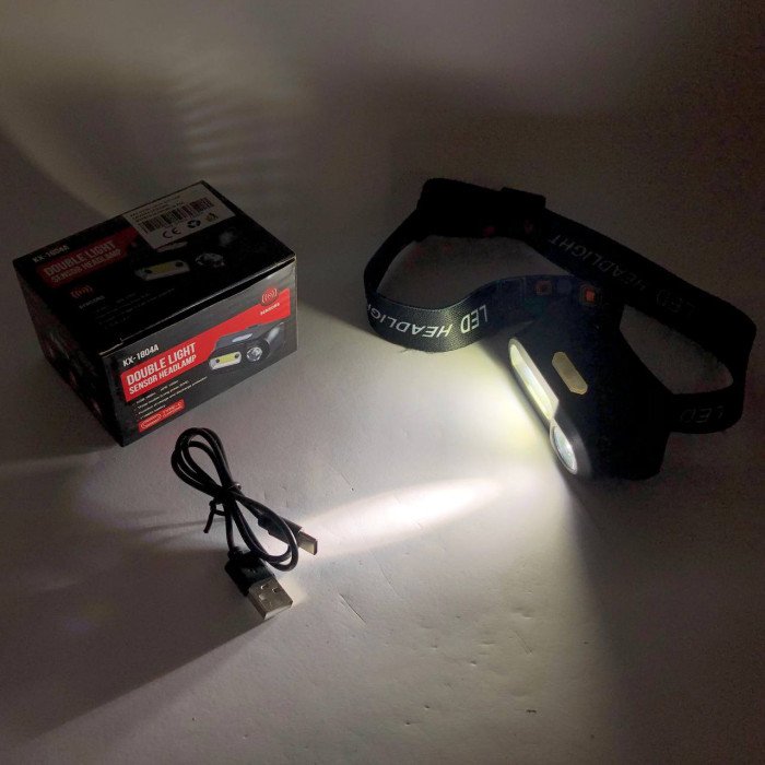 Ліхтар налобний BL-1804A COB XPE з датчиком руху, Ліхтар акумуляторний для риболовлі