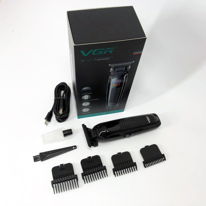 Машинка для стрижки волосся триммер VGR V-972 професійна з насадками акумуляторна USB