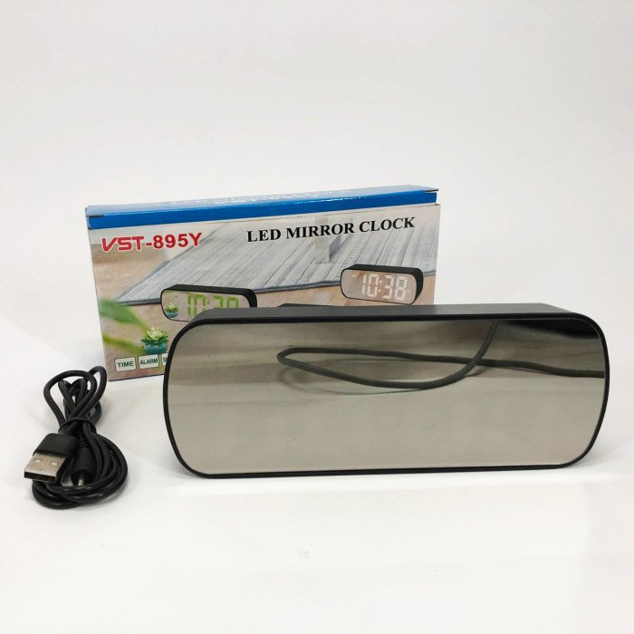 Годинник настільний VST-895Y-4 USB з зеленим циферблатом, Настільний електронний годинник з великими цифрами