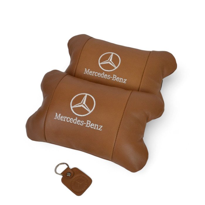 Комплект 2шт для підголівника Mercedes-Benz, виготовлених з натуральної коричневої шкіри. Комфорт в авто