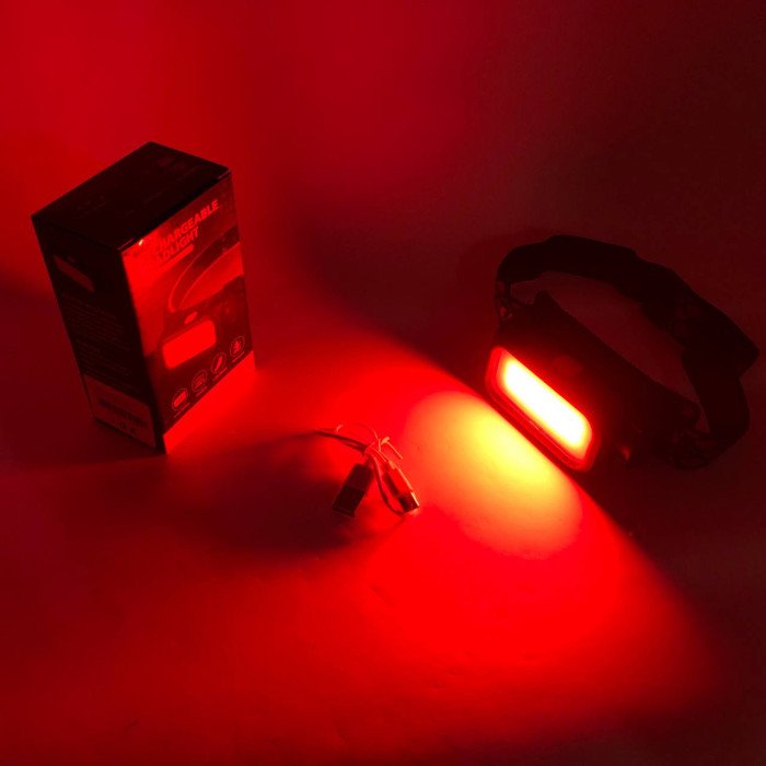 Ліхтар налобний BL-008+COB (white+red), червоне світло, водозахист, вбудований акумулятор