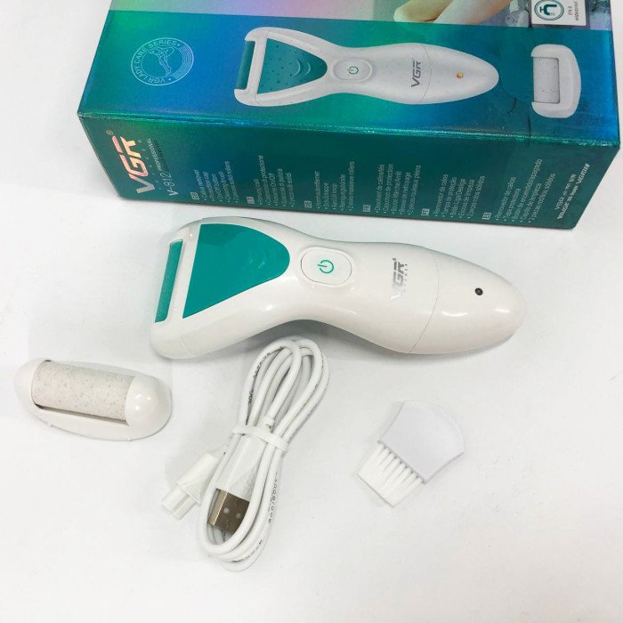 Електрична пемза для ніг з 2 насадками, від USB, VGR V-812 / Акумуляторна пемза для п'ят / Електропемза