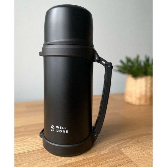 Термос вакуумний Well Done WD-7041B 1.5 літра, Термос для дитини до школи. Колір: чорний