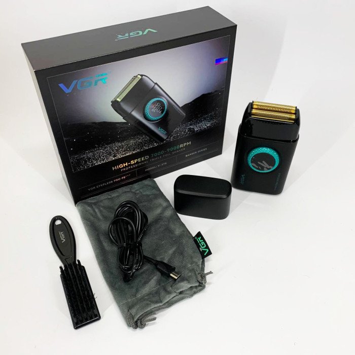 Електробритва VGR V-378 BLACK шейвер, подвійне лезо, регулювання потужності 7000-9000 RPM. Колір: чорний