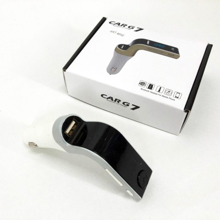 Модулятор FM MOD G7 Bluetooth, Bluetooth модулятор в машину, Фм модулятор блютуз в машину. Колір: сірий