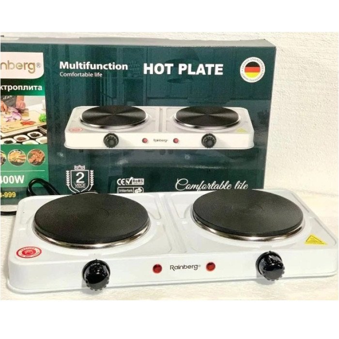 Електрична плита дискова плита Rainberg RB-999 електроплита 2400Вт White