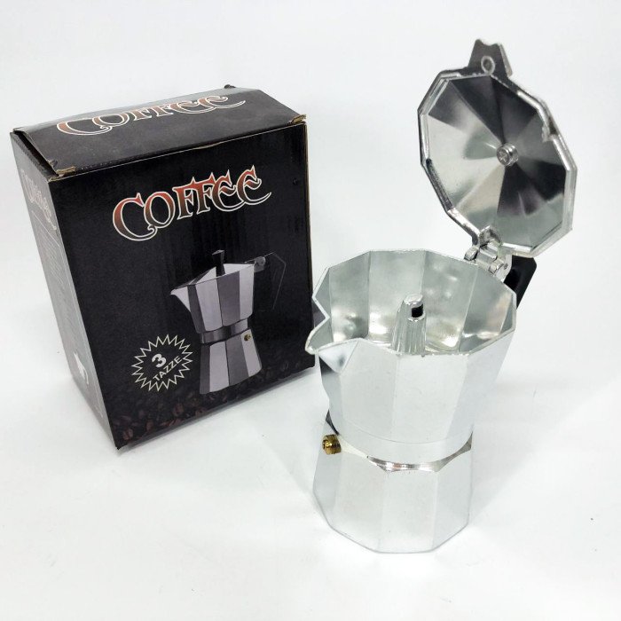 Гейзерна кавоварка UNIQUE UN-1911 алюмінієвий корпус 3 порції для меленої кави