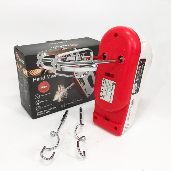 Міксер DOMOTEC R6633W 260 Вт, Простий ручний міксер, Міксер зручний ручний, Міксер блендер ручний