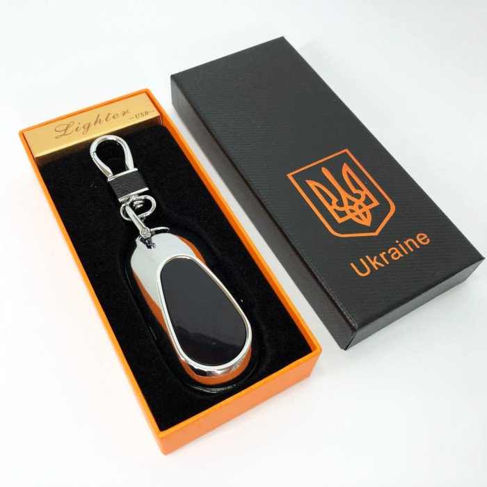 Електрична запальничка - брелок Україна з USB-зарядкою та підсвічуванням HL-472. Колір: срібло