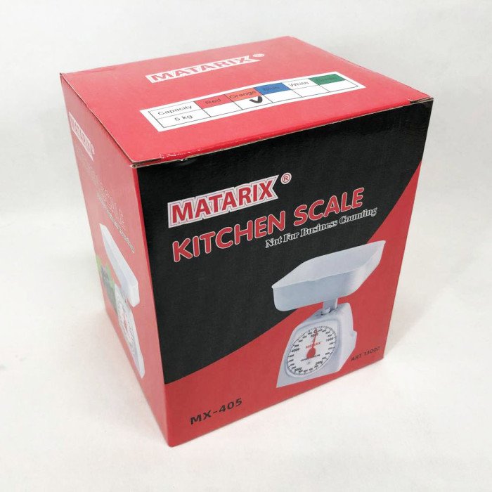 Ваги кухонні механічні MATARIX MX-405 5 кг, Ваги для кухні для продуктів. Колір: оранжевий