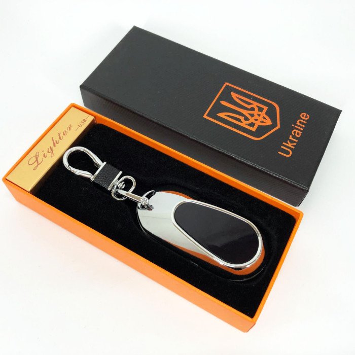 Електрична запальничка - брелок Україна з USB-зарядкою та підсвічуванням HL-472. Колір: срібло