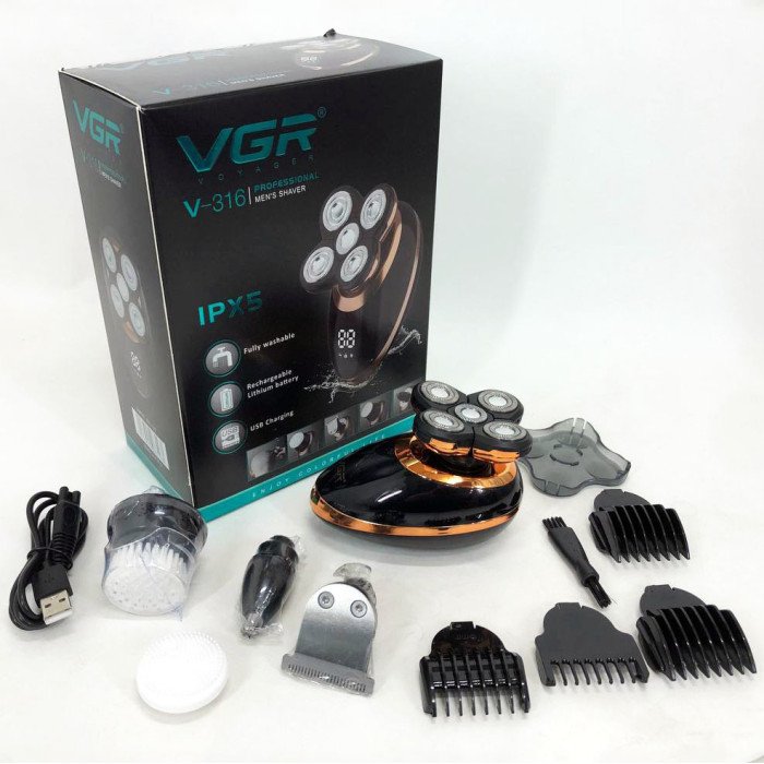 Електробритва VGR V-316, тример для вусів та бороди, акумуляторна чоловіча бритва, тример бездротовий