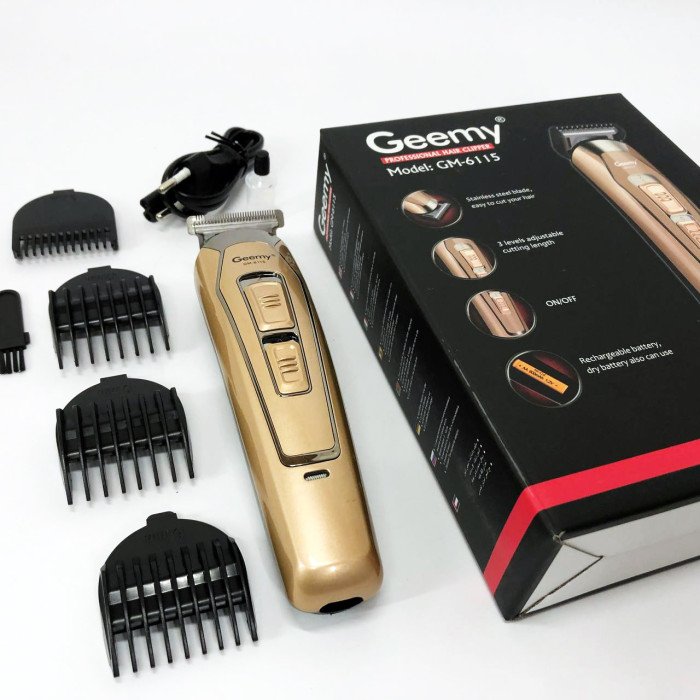 Машинка для стрижки GEMEI GM-6115, машинка для стрижки волосся домашня. Колір: бежевий