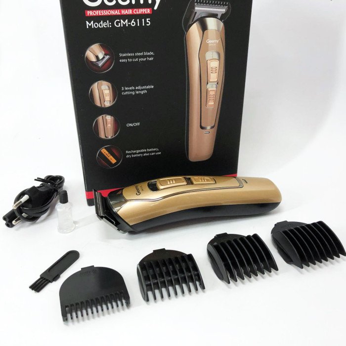Машинка для стрижки GEMEI GM-6115, машинка для стрижки волосся домашня. Колір: бежевий